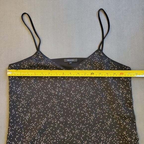 RW&CO Women Black Cami Tank Top Polka Dots Size M Stylish Casual - Picture 9 of 11